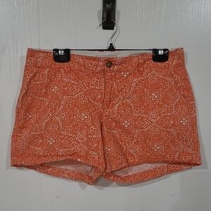 Old Navy Womens Peach Orange Bandana Print Cotton 4.5" Inseam Shorts Size 8